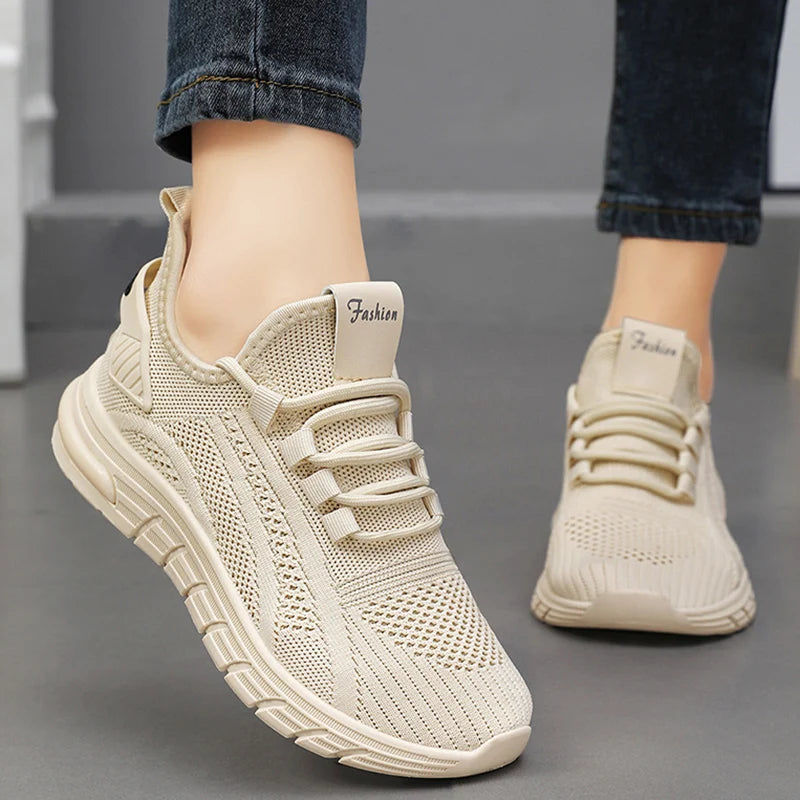 Lucyever L6228 Atmungsaktiv Sneaker - Weiß Mesh Slip On