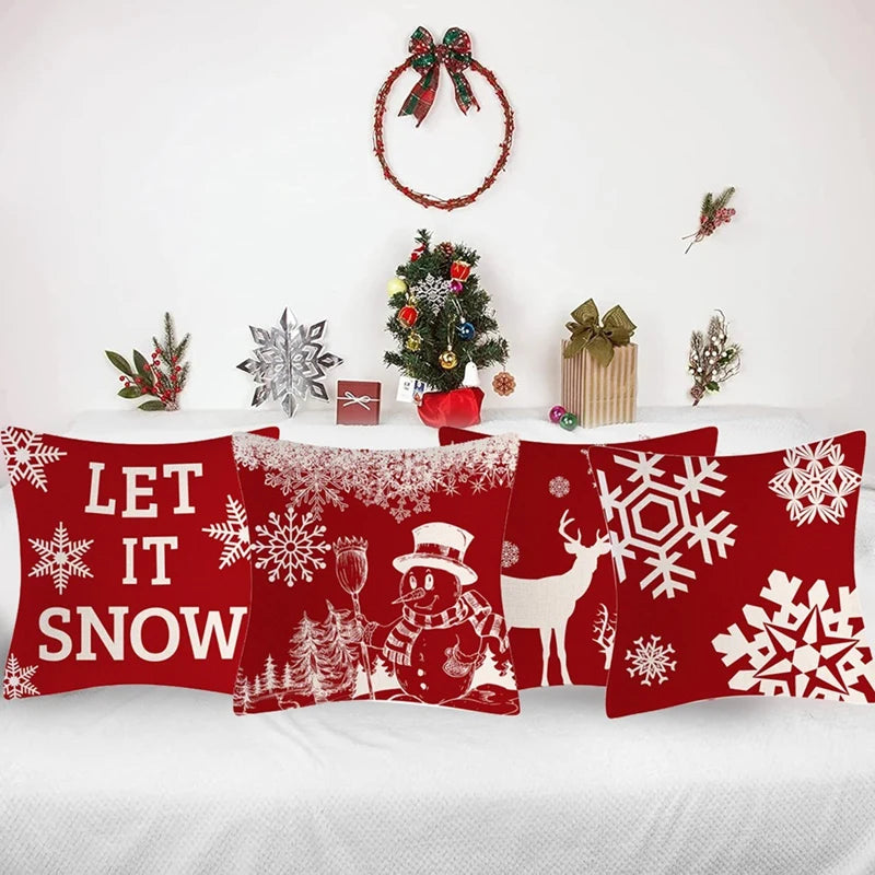 18 X 18 Inch Set Of 4 Christmas Outdoor Pillow Covers Waterproof Throw Pillow Cases New Year Cushion Decor