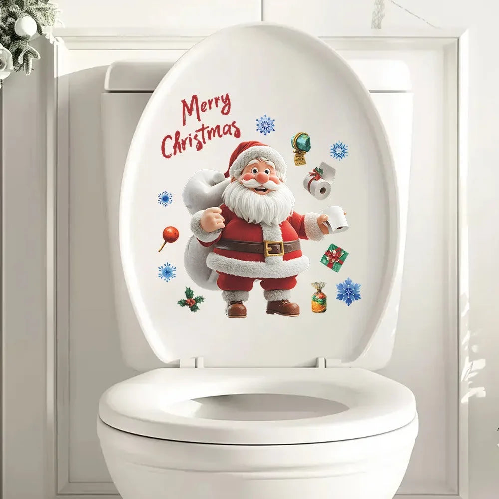 Christmas Toilet Sticker Merry Christmas Decoration Santa Claus Bathroom Sticker Home Toilet Decoration 2026 New Year Gift Fun