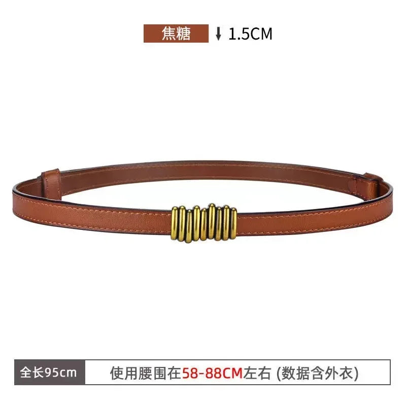 Luxury Elastic Belt Female Thin Waist Strap Pin Buckle Belt for Women Skirt Coat Sweater Leather Belts Ladies Band Decoration