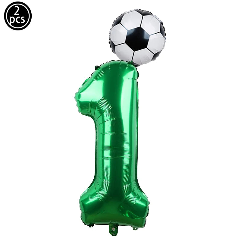 Baloane cu numere de fotbal 2025: Set folie verde 32" - Colecția Sports Party