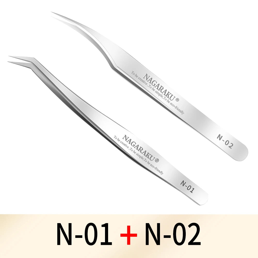 NAGARAKU Makeup Wimpern 2Stk Set N-01 N-02 Wimpern Pinzette NH-12 NH-15 Präzise Wimpern ST-12 ST-15 Pincet Edelstahl