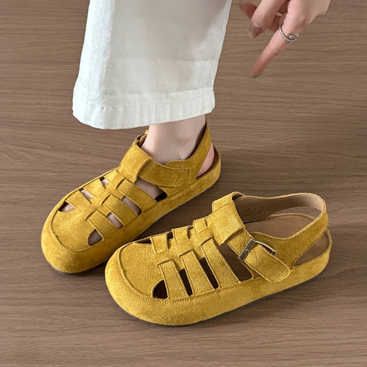 Flats Women's Sandals Fashion Hollow Designer Shoes Casual Slingback Slippers 2025 Summer Flip Flops Trend Sandalias De Mujer