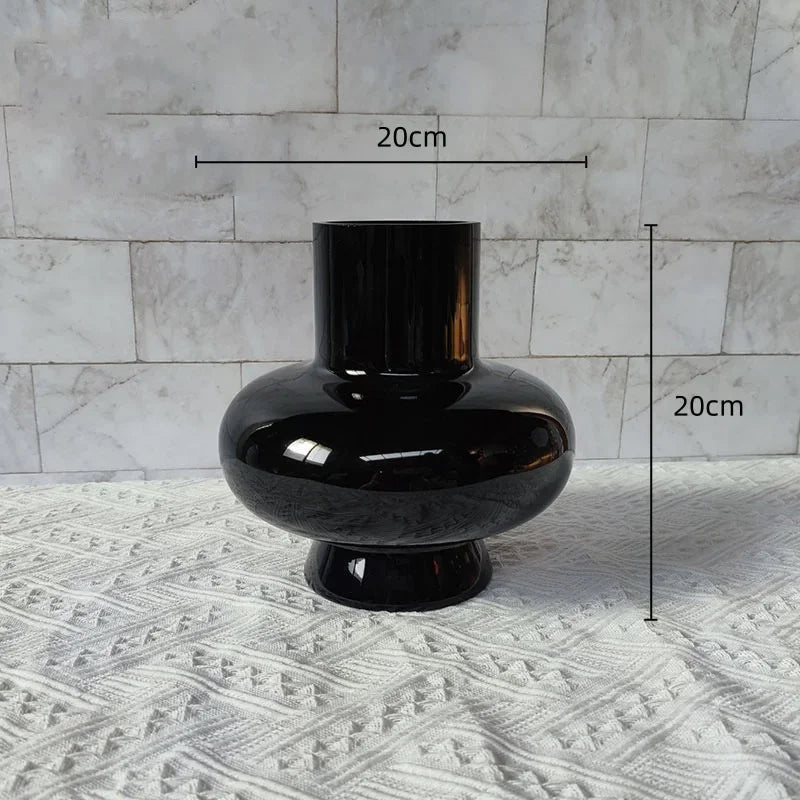 Green Pot Bellied Glass Vase Floral Arrangement Accessories Hydroponics Terrarium Flower Vase Home Decoration Accessories