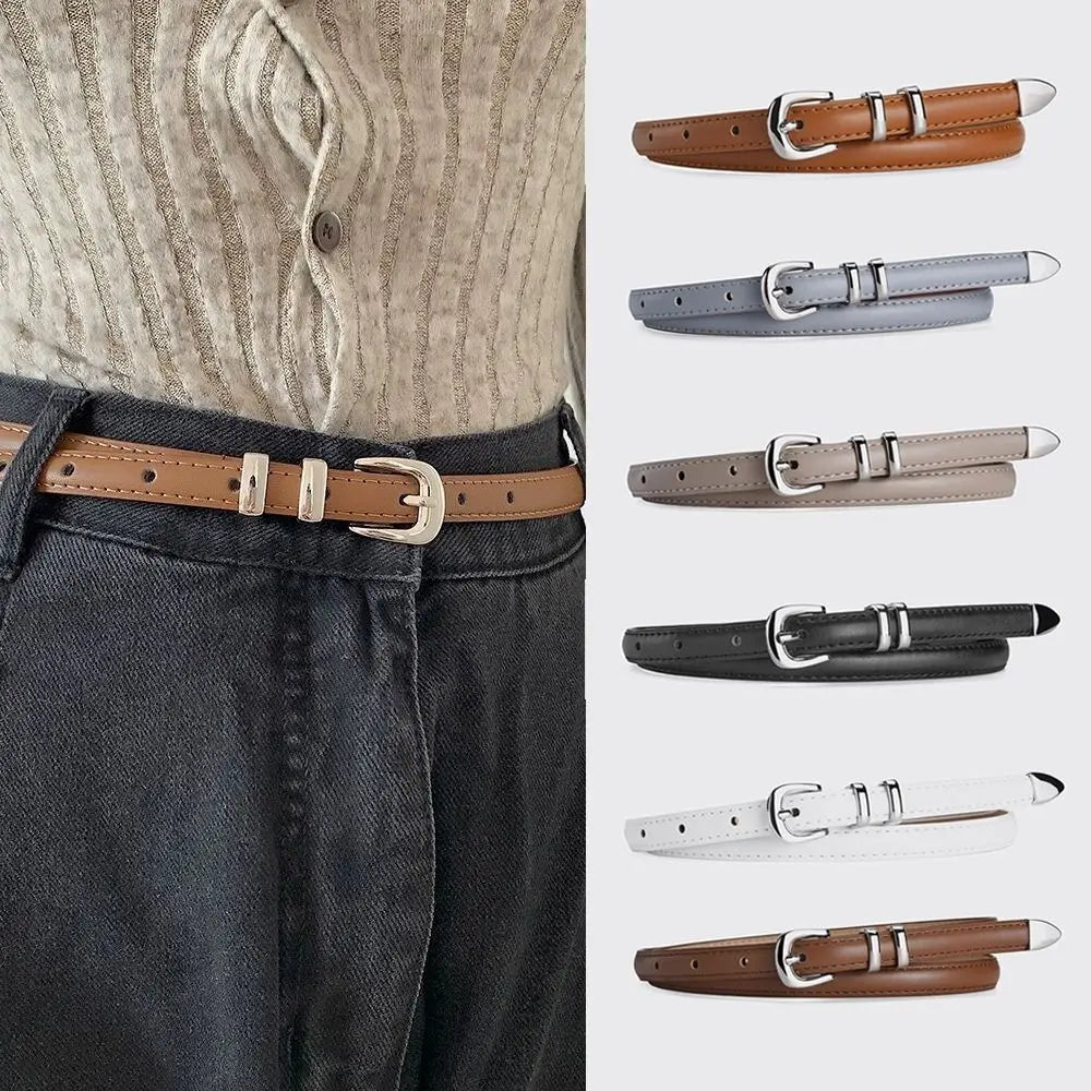 Zhejiang PU Leder Gürtel Silber Schnalle - 105cm Dünn 2cm