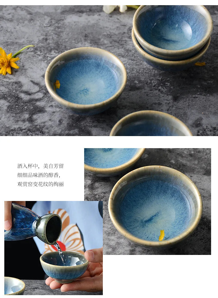 Japanese Bar Sets Ceramic 1 Pot 4 Cups Wine Sets Vintage Liquor Mug Separator Kitchen Baijiu Tea Coffee Cup Tableware Gifts