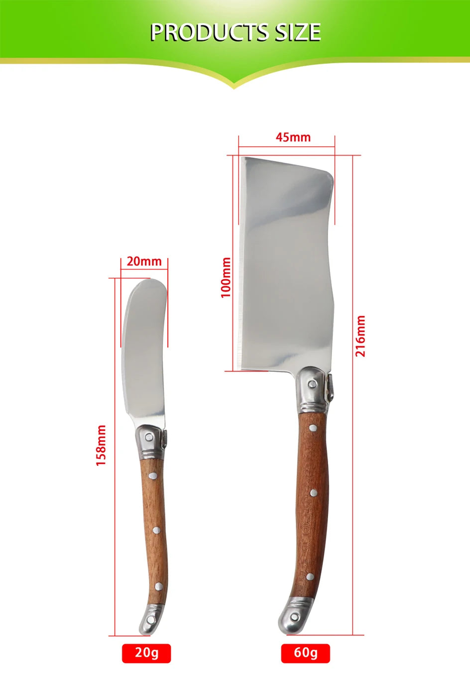 Jaswehome SPS-CT032B Laguiole Käsemesser - 5tlg 2CR14 Holz
