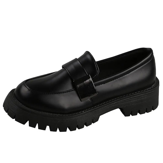 Womens Derby Shoes Black Flats British Style Casual Female Sneakers Ladies' Footwear Shallow Mouth Loafers With Fur Soft 2022