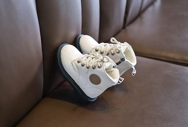 Kinderstiefel für Jungen und Mädchen, modische Kinder-Knöchel-Schneestiefel, Gummi-Außensohle, Herbst-Winter, warm, klassisch für Kleinkinder, große Kinder