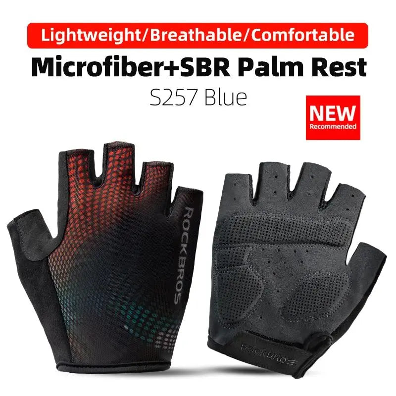 ROCKBROS Radfahrrhandschuhe Halbfinger Schockresistent Abriebfest Atmungsaktiv MTB Straßenfahrrad Handschuhe Männer Frauen Sportfahrrad Ausrüstung