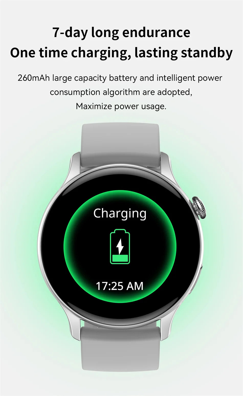 NFC Smartwatch AMOLED HD GPS - 220–300 mAh, 1,43 Zoll Display, 5 Tage Akku