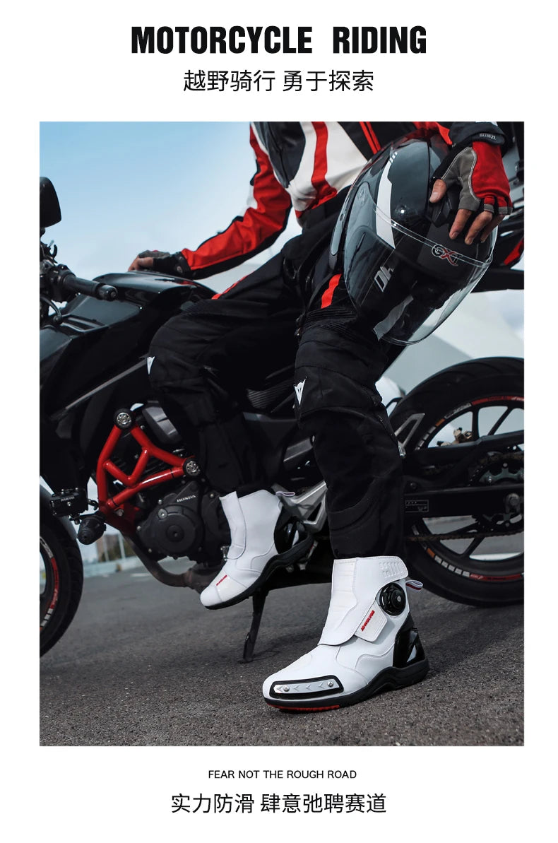 CN Fujian Sturzsicher Motorradstiefel - EU42 PU Obermaterial Gummi Sohle Bequeme Passform