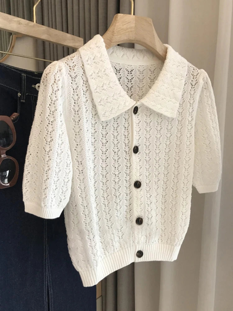 Goghvinci Cardigan Damen Lochmuster - Größe M, Stoffgewicht Mittel