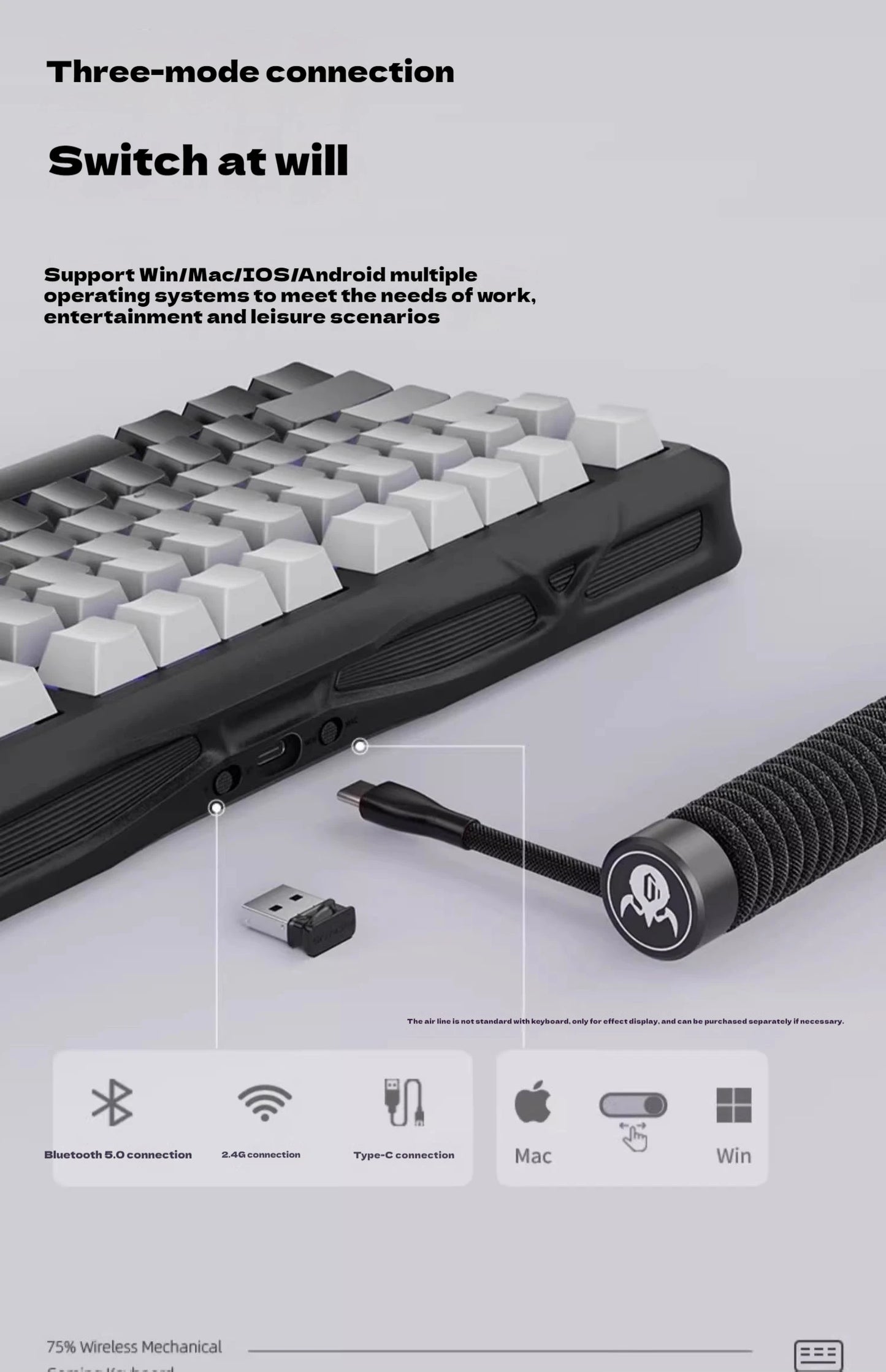 Gravastar 75k1 Mechanische Tastatur - RGB, BT, Alu, 2.4G