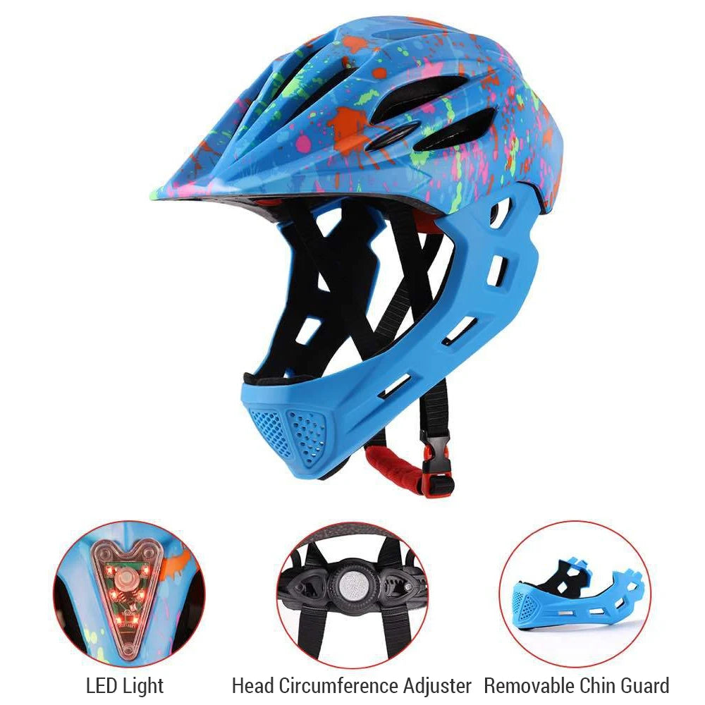 Children's Helmets Adjustable Breathable Roller Balance Bbike Sports Helmet LED Bicycle Riding Scooter Children's Full Helmet
