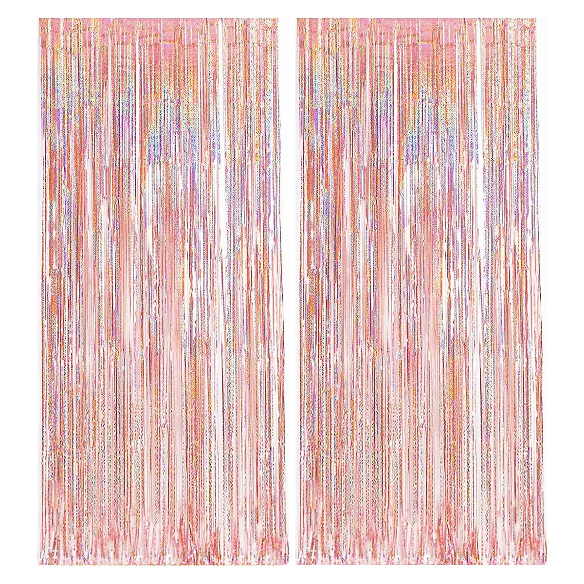 W0020 Lametta-Vorhang Hochzeitdeko - 2 Stück, 2 m, rosa