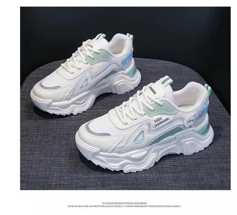 NEW Sneakers Women Platform Flat Shoes Woman Shoes Green Casual Trainers Ladies Chunky Sneakers Women Shoes