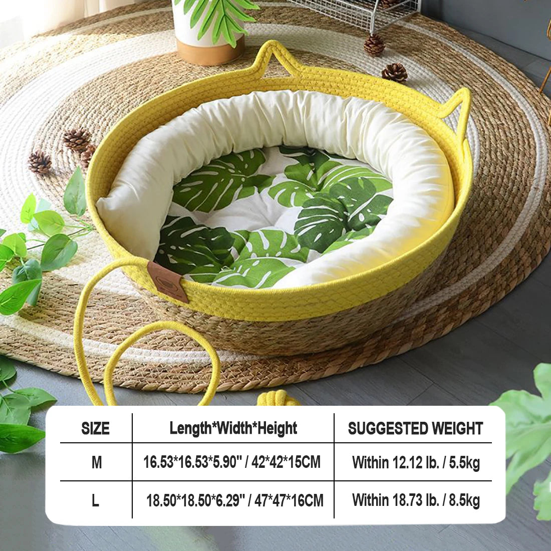 Cat Bed House Dog Kennel Rattan Straw Plaited Kitten Cushion Basket Tent Scratching Board Ball Puppy Nest Mat Indoor Pet Supply