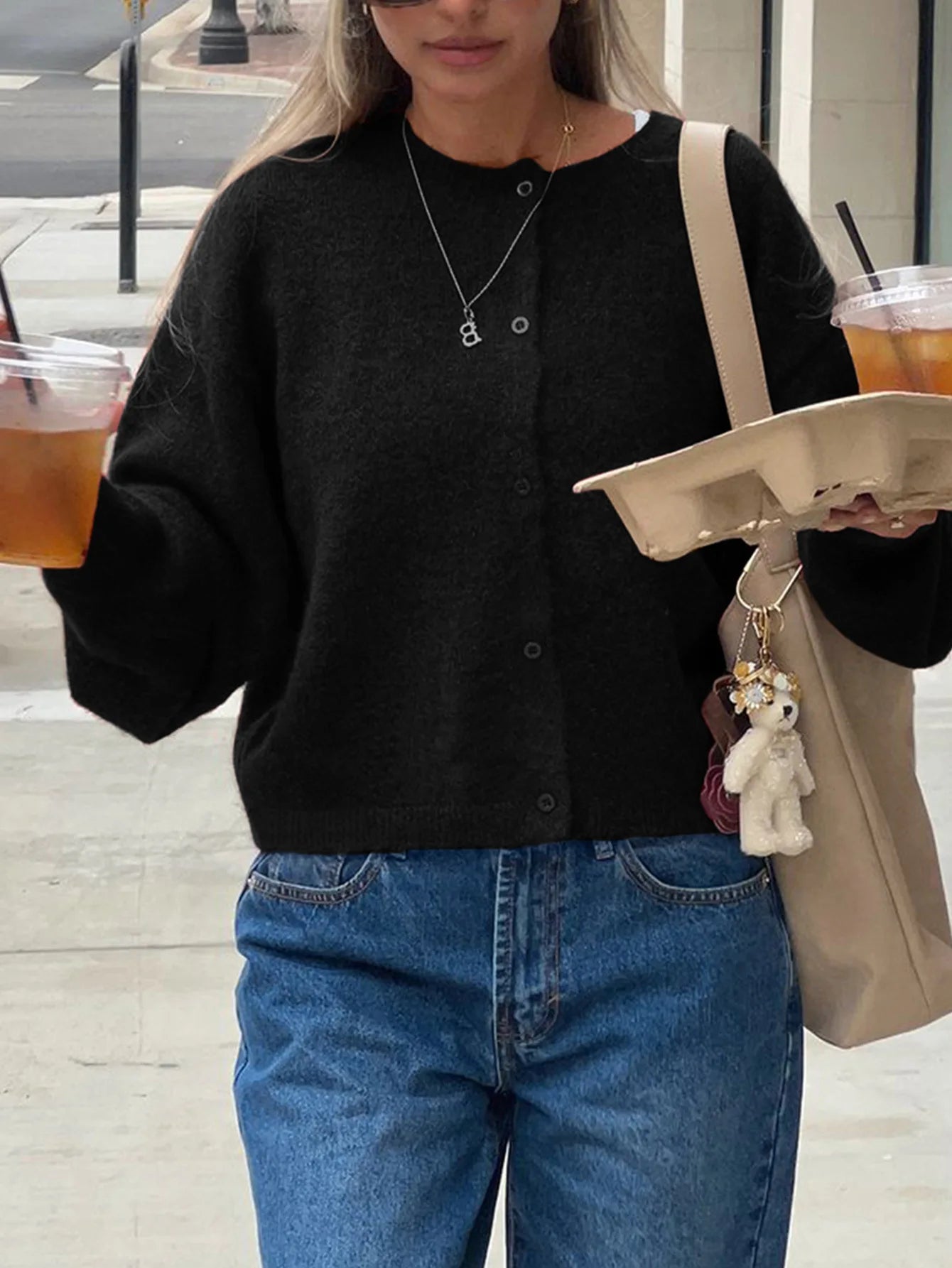 Jadoutin Cardigan Korean Style - Gewicht 120–220 g/m² Länge Kurz 4–16 Zoll Verschluss Einreihig