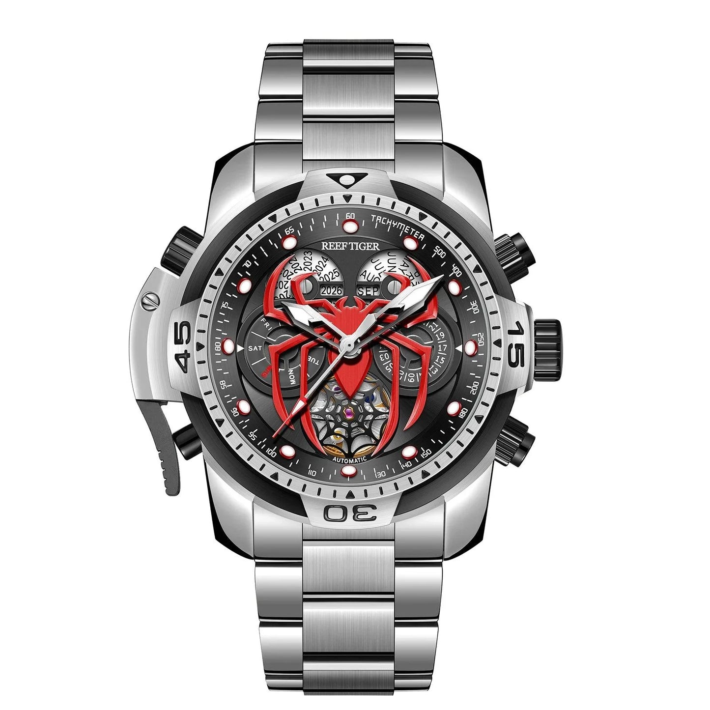 REEF TIGER design sport automatic watch spider dial