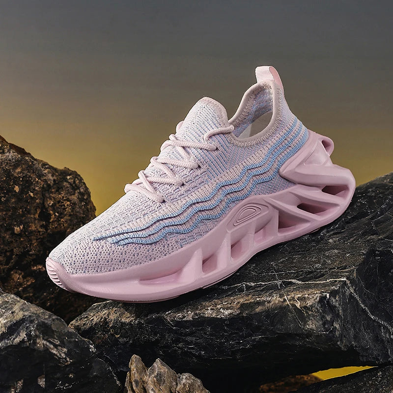 Herren Sneakers Leicht Laufschuhe Atmungsaktiv Mesh Komfortabel EVA Dick Sohle Rutschfest Tennis Walking Weiß Schuhe Für Männer