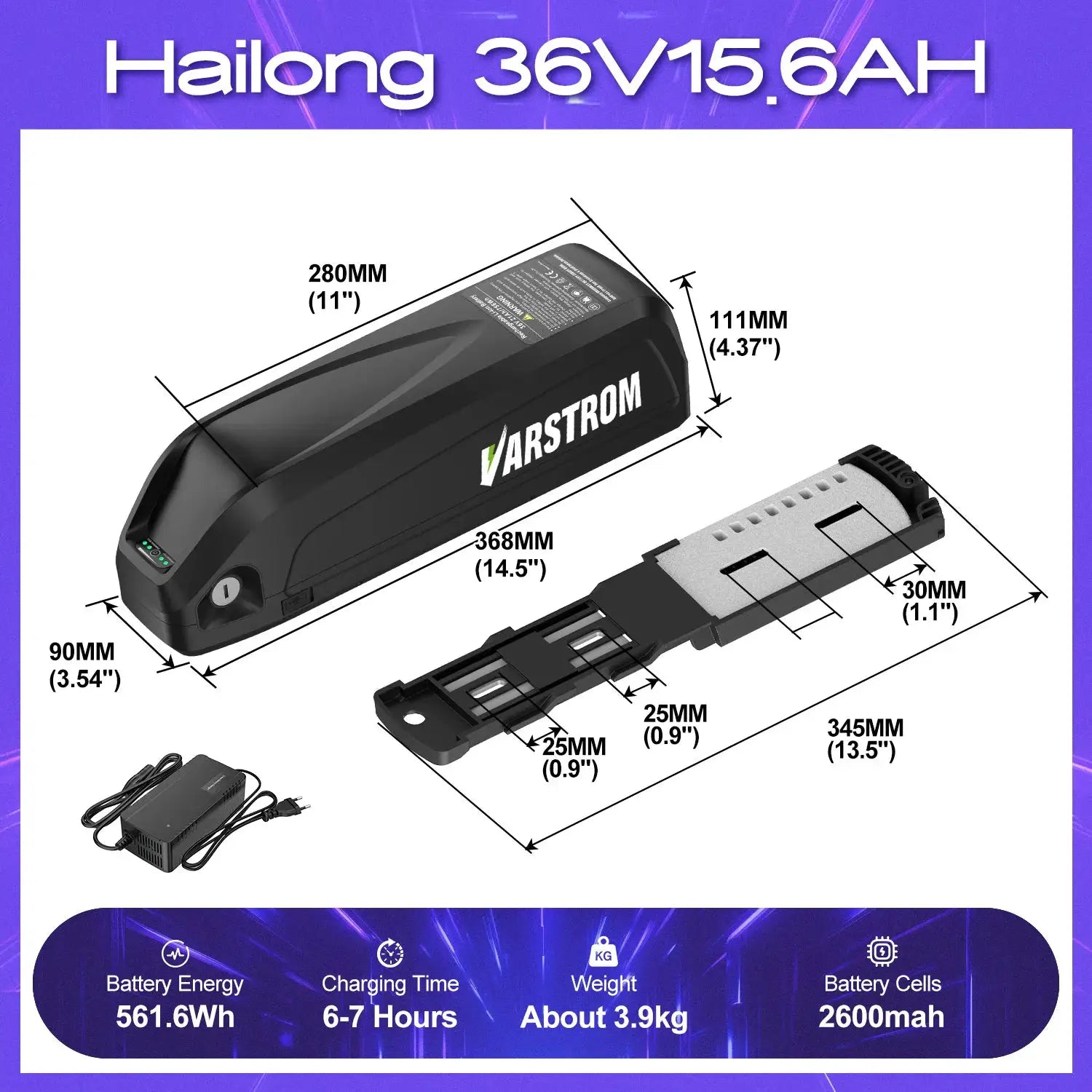 [EU Direktversand] eBike Akku mit Großer Kapazität Hailong Max Pack für Gepäckträger 48V 52V 36V 30Ah 25Ah 24Ah 20Ah 18,2Ah 16Ah 15,6Ah 13Ah mit 2-4A Ladegerät by Golden Bridge Store