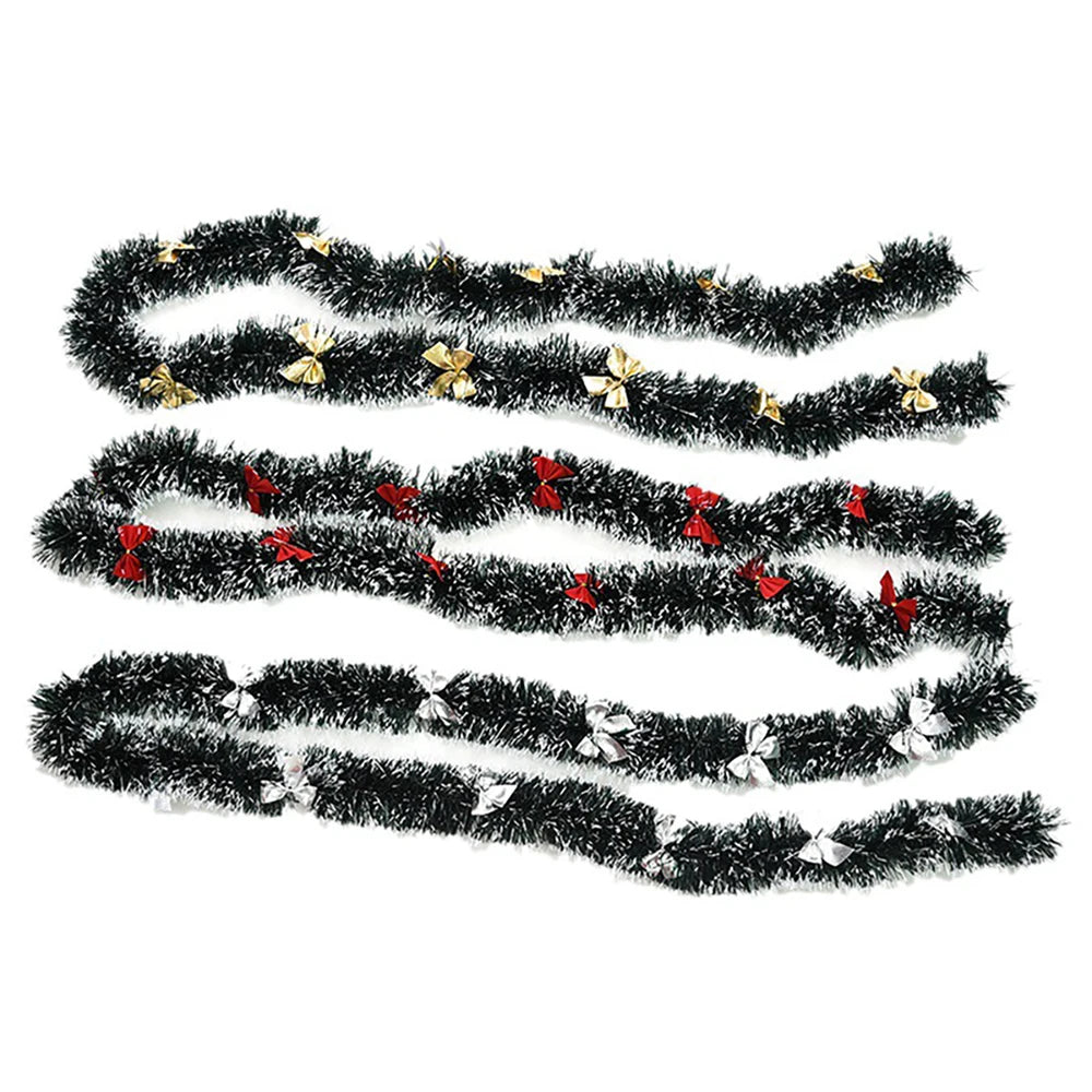 2M Weihnachtsgirlande-Dekoration, grüne Weihnachtsbaumschmuck, DIY-Girlande mit Schleife, Weihnachtsdekoration für Zuhause
