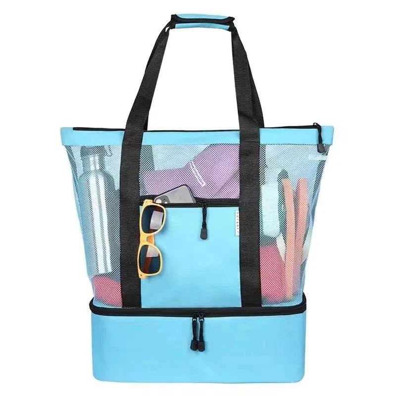 Women Swimming Beach Mesh Bag Ladies Shoulder Bag Large-capacity Travel Portable Storage Bag Multifunction Handbag