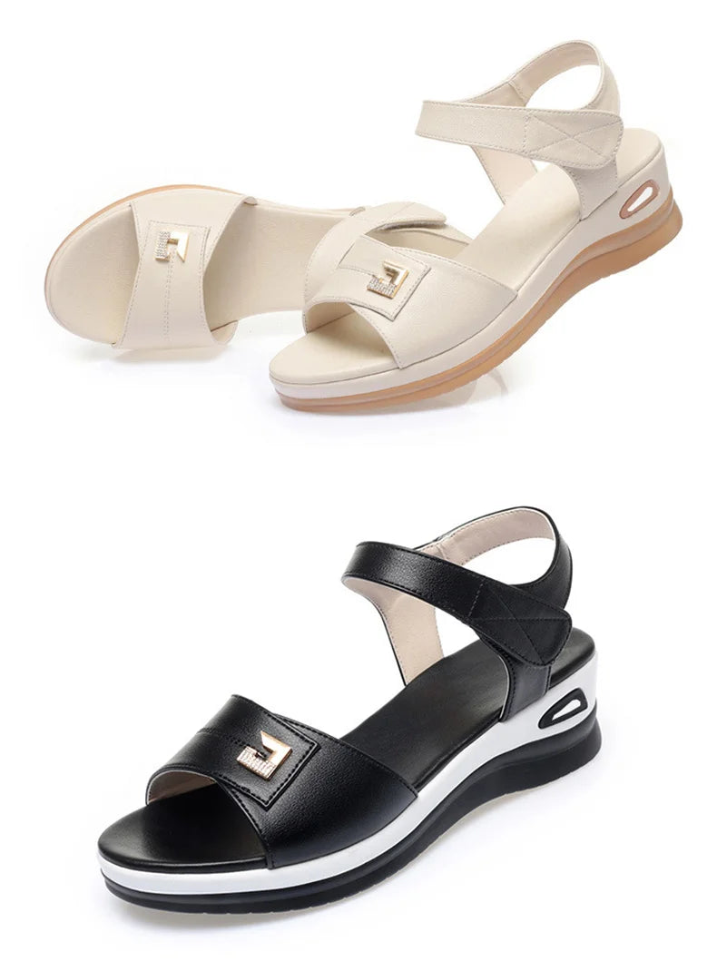 MCDV Sandale Knöchelriemen Komfort - Leder 3cm Rutschfest
