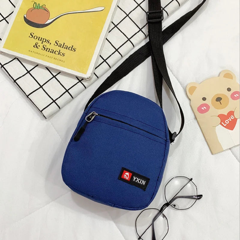 Female Crossbody Bag Ins Fashion Solid Color Zipper Mini Canvas Bag Vertical Square Messenger Waist Bags For Women Сумка Женская