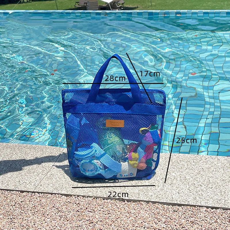 Beach Storage Bag Large Handheld Single Shoulder Swimming Pouch Large Capacity With Inner Network Folding Organizer Package
