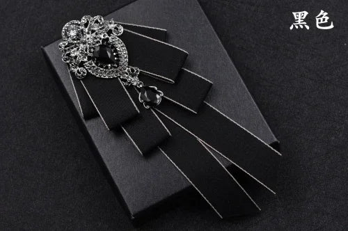 Fashion Handmade Bow Tie Wedding Collar Luxury Rhinestone Bowtie Necktie Brooch Pocket Towel Square Set Gift for Men Accessories