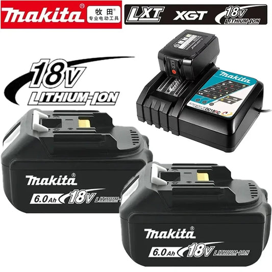 Makita 100% Original Rechargeable Power Tool Battery 6.0Ah 18V BL1830 BL1850 BL1840 BL1860 BL1815，Replaceable LED Lithium-ion