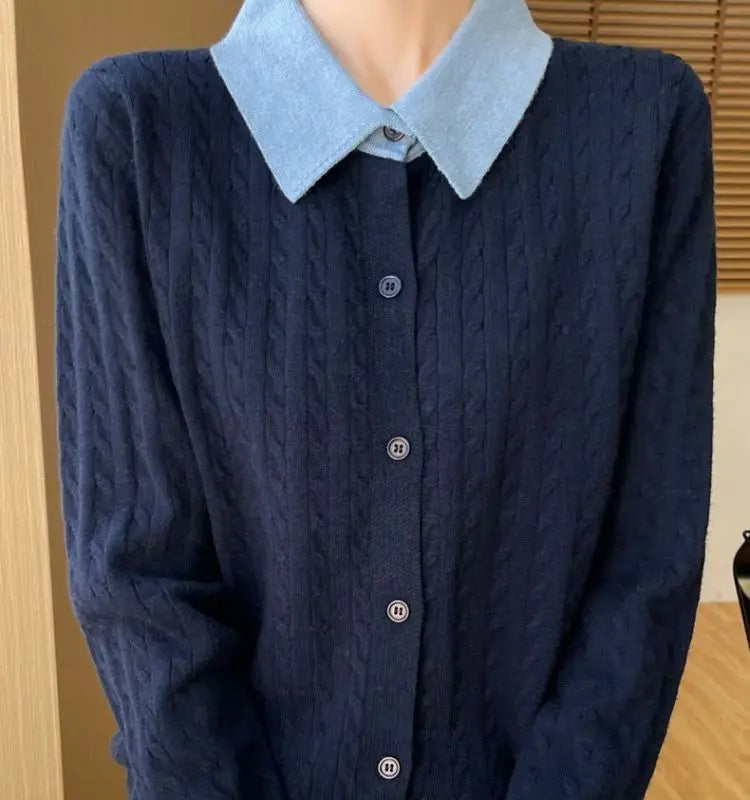CN Fujian Zweiteiliger Strickcardigan - Größe L Polyester Knopf