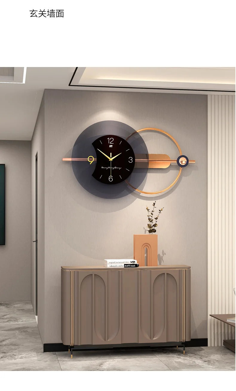 Large Wall Clock Modern Design Feather Luxury Light Silent Metal Wall Watch Home Decor Living Room Dining Room Clocks
