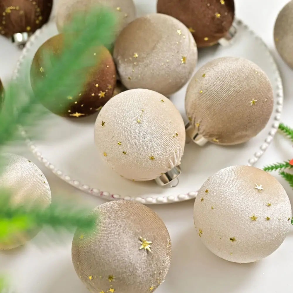 VelvetCraft Flockierte Kugeln - 15 Stück Bruchsicher Ø3 cm