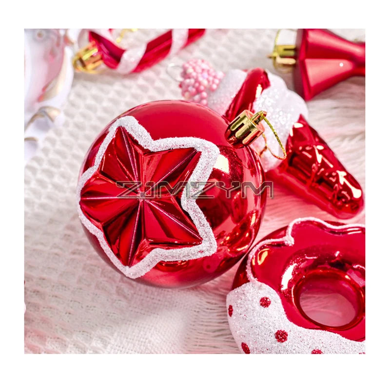 LA9682 Weihnachtsbaumschmuck - Bruchfest, 78 Stück, Rot Weiß