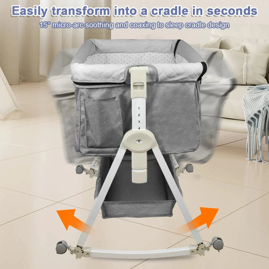 Cododo Babybett Mit Wickeltisch Und Rollen Leicht Bewegen