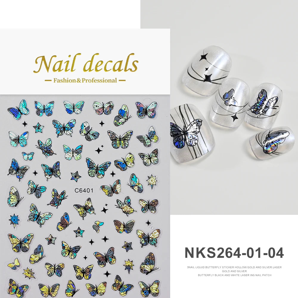 MAFANAILS NLS 3D Holografisch Schmetterling - 1St Schwarz