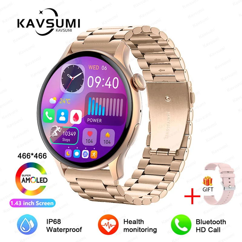 NFC Smartwatch AMOLED HD GPS - 220–300 mAh, 1,43 Zoll Display, 5 Tage Akku