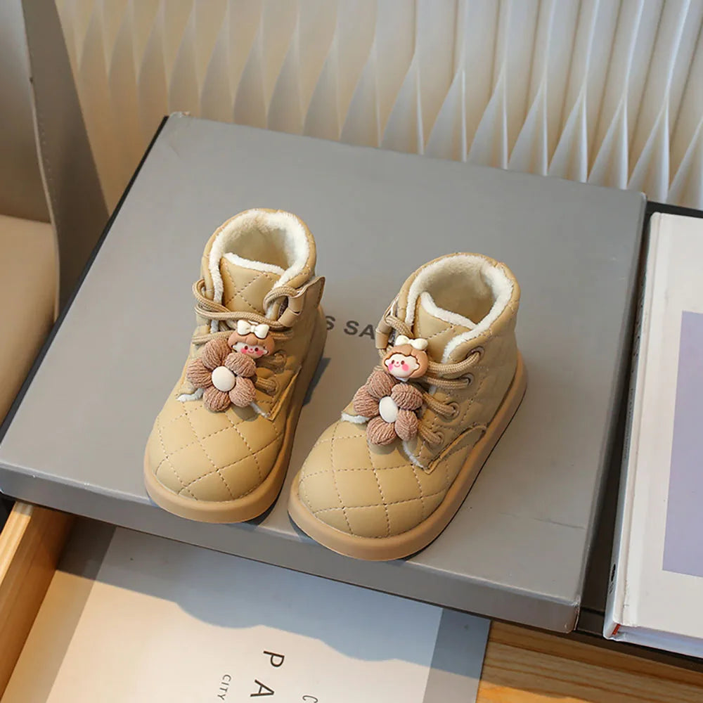 Winter Schneeschuhe für kleine Mädchen Trend Mode niedlichen karierten Mädchen Schneeschuhe Kunst pelz Baumwolle Schuhe Plüsch Mode Stiefel