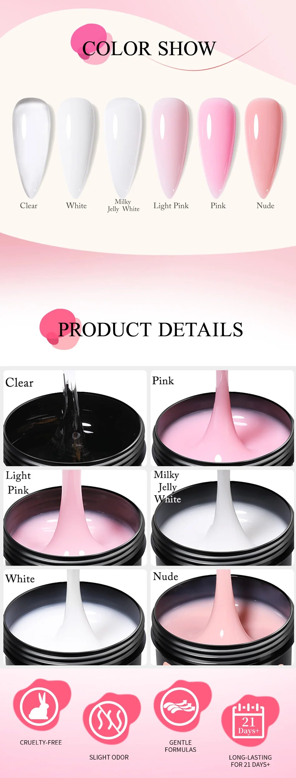 UR SUGAR 150g Transparent Nagel Extension Gel Gelee Weiß Licht Rosa Acryl Französisch Nagel Kunst UV LED Gel Semi Permanent Maniküre
