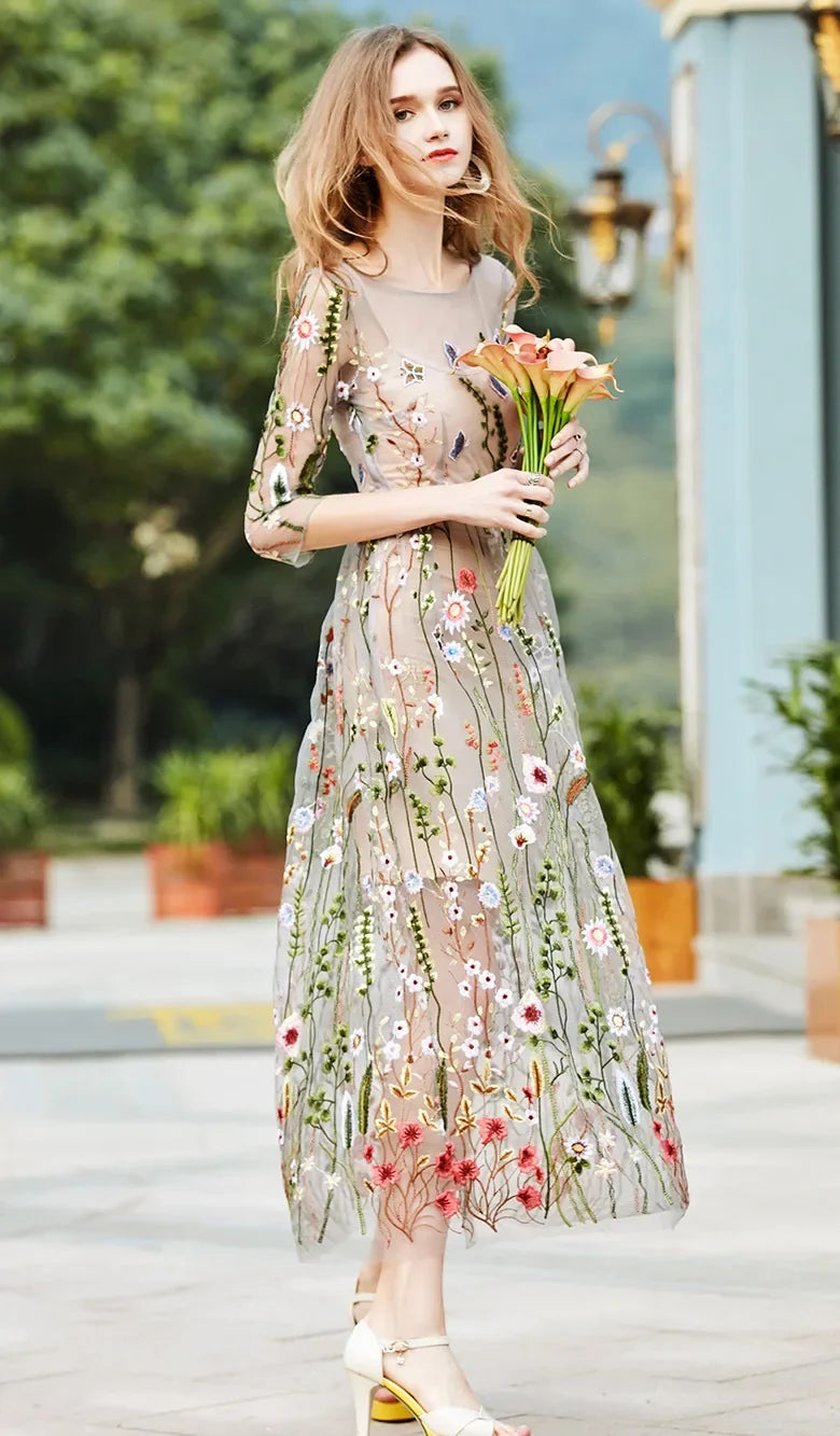 Damen Partykleid 2025 - Elegant Party Dress Bohemian Summer Seaside Resort Beach Long Skirt