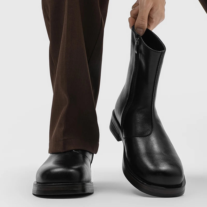 Ghete Chelsea din piele naturală YEISNDOOCN - Pantofi confortabili de zi cu zi, mărimea 42, cu toc plat