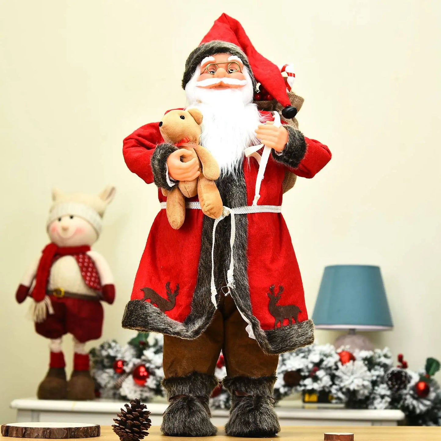 ABYN Santa Claus Dekofigur - Größe ca. 25 cm, Material Plüsch