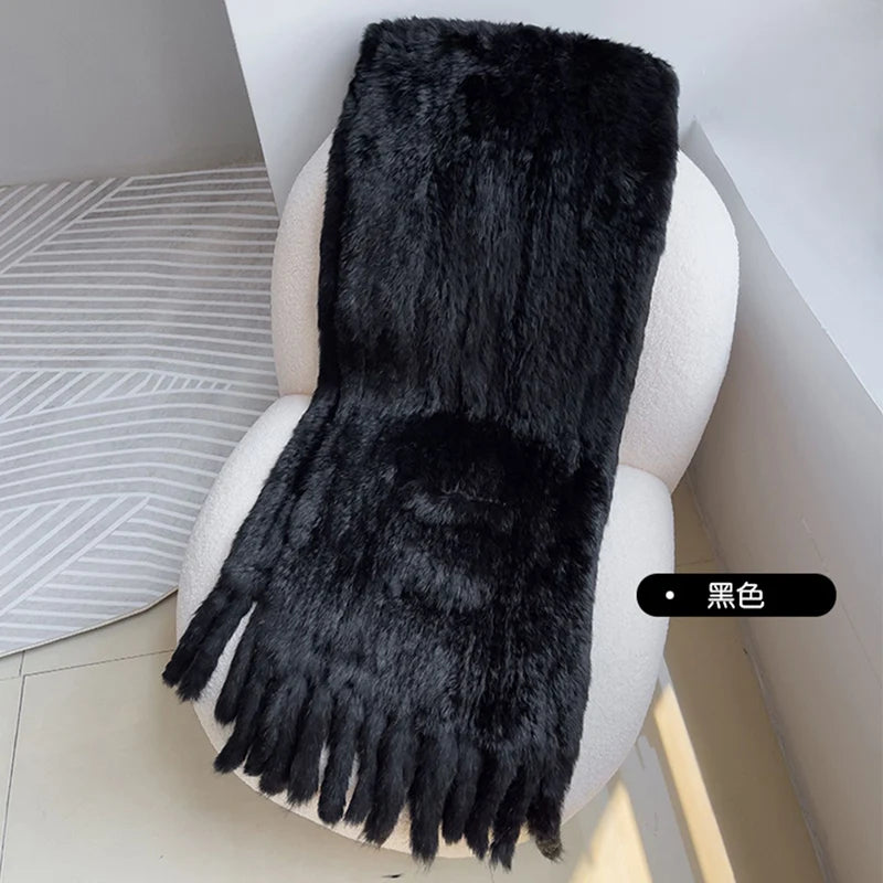 Kaninchen Pelz Schal Lux - Warm Hält, Länge 150 cm Weich