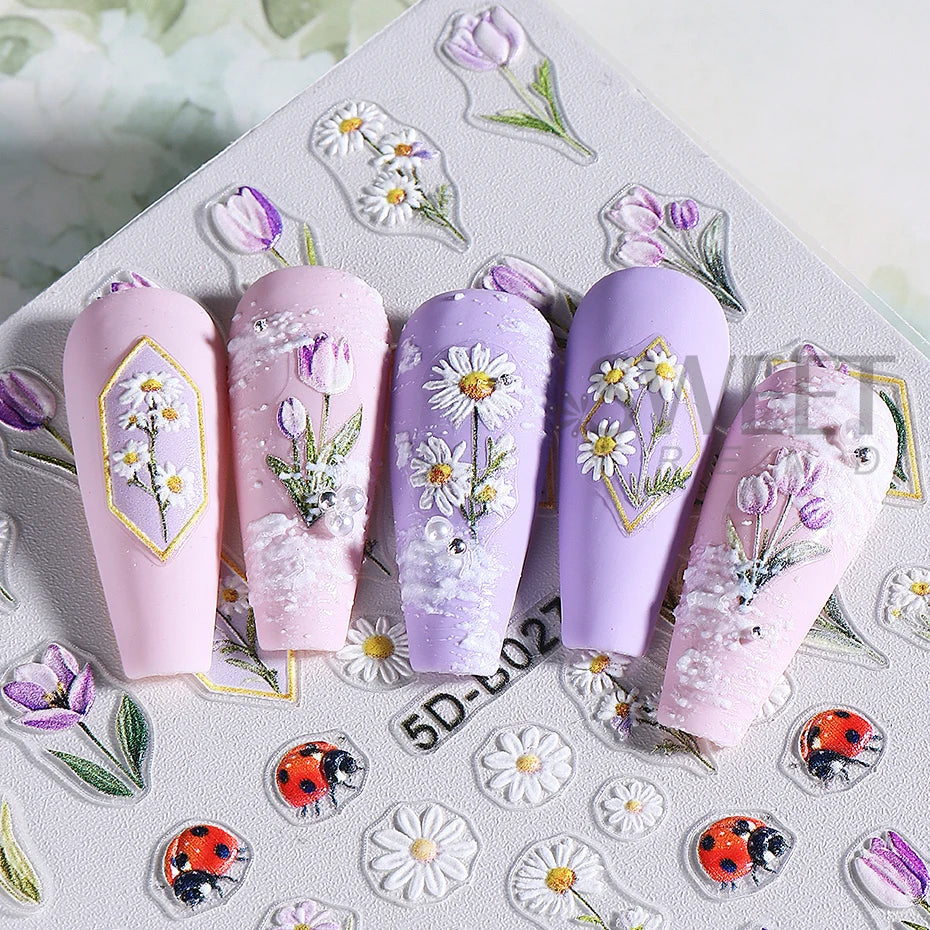 SWEET TREND 5D Relief Nagelsticker - Texturiert 24 Stück