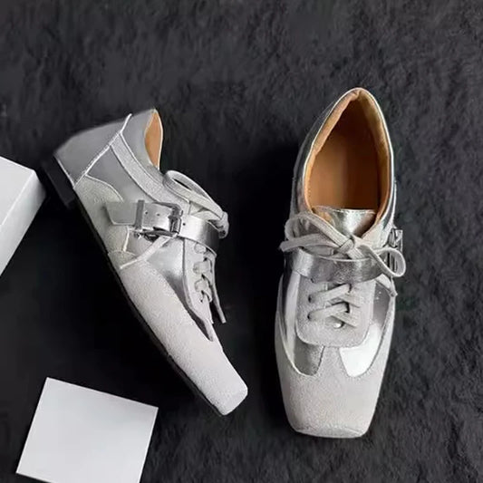 Flats Women's Sneakers Square Toe Casual Sports Shoes Brand Designer 2025 Fashion Loafers Summer Shoes New Zapatillas De Mujer