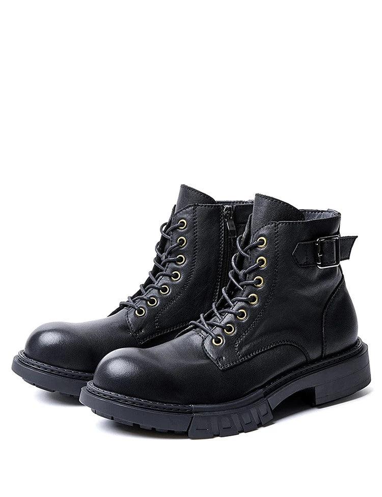 Classic handmade vintage leather ankle boots genuine leather