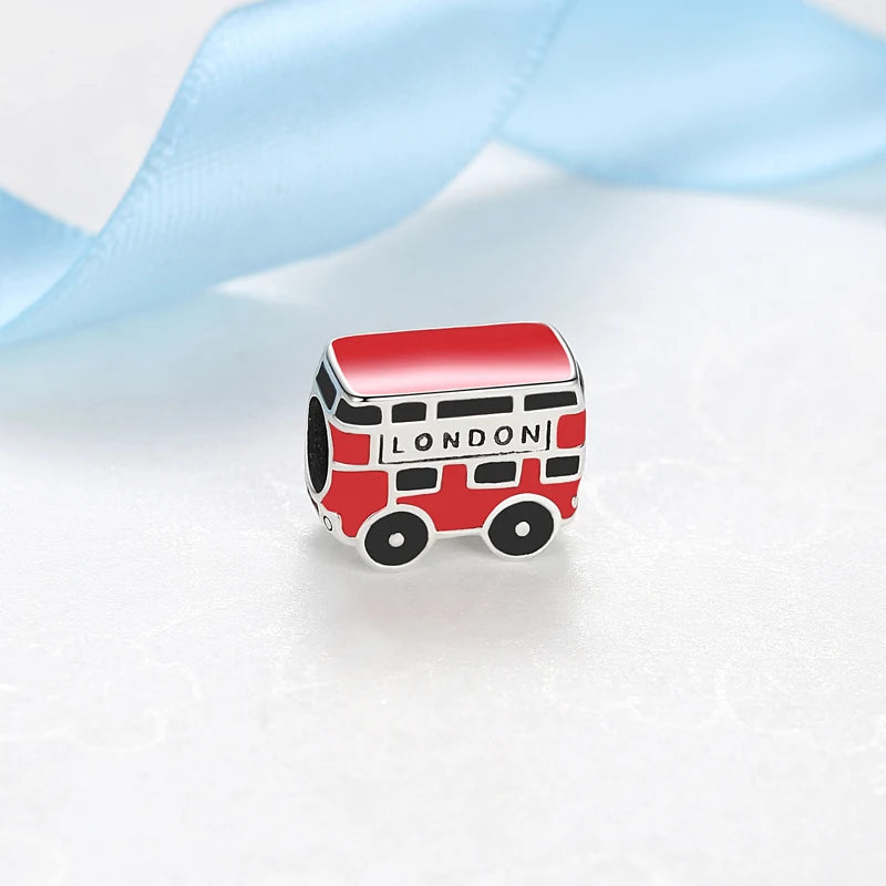 Originale 925 Sterling Silber Charms Liebe Reise London Bus Koffer Paris Perlen passen für Pan Armbänder Halsketten Frauen DIY Schmuck